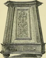 An illustration from L'arte nell'industria : lavori di legno e pastiglia, lavori di metallo, lavori di pietra, marmo, alabastro, ceramica, musaico, vetro, lavori di osso e avorio, lavori tessili, carte da parati e cuoi decorati, ricami, pizzi, cartelloni, stampe, ecc. (1907)