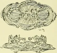 An illustration from L'arte nell'industria : lavori di legno e pastiglia, lavori di metallo, lavori di pietra, marmo, alabastro, ceramica, musaico, vetro, lavori di osso e avorio, lavori tessili, carte da parati e cuoi decorati, ricami, pizzi, cartelloni, stampe, ecc. (1907)