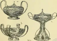 An illustration from L'arte nell'industria : lavori di legno e pastiglia, lavori di metallo, lavori di pietra, marmo, alabastro, ceramica, musaico, vetro, lavori di osso e avorio, lavori tessili, carte da parati e cuoi decorati, ricami, pizzi, cartelloni, stampe, ecc. (1907)