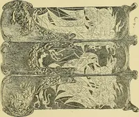 An illustration from L'arte nell'industria : lavori di legno e pastiglia, lavori di metallo, lavori di pietra, marmo, alabastro, ceramica, musaico, vetro, lavori di osso e avorio, lavori tessili, carte da parati e cuoi decorati, ricami, pizzi, cartelloni, stampe, ecc. (1907)