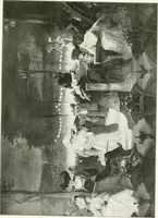 An illustration from L'art à la Taverne de Paris. Chéret, Abel Faivre, Grün, Léandre, Métivet, Steinlen, Willette, artistes peintres. Emile Robert, ferronnier d'art. Jacques Hermant, architecte. Photogravures de Ducourtioux et Huillard, d'après les clichés de Simonet (1906)