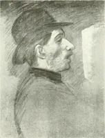 An illustration from L'art à la Taverne de Paris. Chéret, Abel Faivre, Grün, Léandre, Métivet, Steinlen, Willette, artistes peintres. Emile Robert, ferronnier d'art. Jacques Hermant, architecte. Photogravures de Ducourtioux et Huillard, d'après les clichés de Simonet (1906)