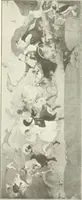 An illustration from L'art à la Taverne de Paris. Chéret, Abel Faivre, Grün, Léandre, Métivet, Steinlen, Willette, artistes peintres. Emile Robert, ferronnier d'art. Jacques Hermant, architecte. Photogravures de Ducourtioux et Huillard, d'après les clichés de Simonet (1906)