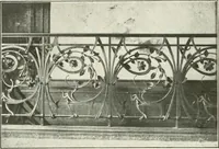 An illustration from L'art à la Taverne de Paris. Chéret, Abel Faivre, Grün, Léandre, Métivet, Steinlen, Willette, artistes peintres. Emile Robert, ferronnier d'art. Jacques Hermant, architecte. Photogravures de Ducourtioux et Huillard, d'après les clichés de Simonet (1906)