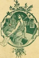 An illustration from L'art à la Taverne de Paris. Chéret, Abel Faivre, Grün, Léandre, Métivet, Steinlen, Willette, artistes peintres. Emile Robert, ferronnier d'art. Jacques Hermant, architecte. Photogravures de Ducourtioux et Huillard, d'après les clichés de Simonet (1906)
