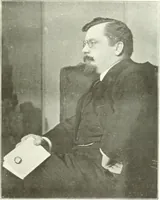 An illustration from L'art à la Taverne de Paris. Chéret, Abel Faivre, Grün, Léandre, Métivet, Steinlen, Willette, artistes peintres. Emile Robert, ferronnier d'art. Jacques Hermant, architecte. Photogravures de Ducourtioux et Huillard, d'après les clichés de Simonet (1906)