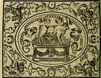 An illustration from La sententiose imprese, et dialogo del Symeone. Con la verificatione del sito di Gergobia, la geografia d'Ouernia, la figura & tempio d'Apolline in Velay; & il suo hieroglyfico monumento, natiuità, vita & epitaffio (1560)