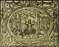 An illustration from La sententiose imprese, et dialogo del Symeone. Con la verificatione del sito di Gergobia, la geografia d'Ouernia, la figura & tempio d'Apolline in Velay; & il suo hieroglyfico monumento, natiuità, vita & epitaffio (1560)