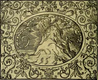 An illustration from La sententiose imprese, et dialogo del Symeone. Con la verificatione del sito di Gergobia, la geografia d'Ouernia, la figura & tempio d'Apolline in Velay; & il suo hieroglyfico monumento, natiuità, vita & epitaffio (1560)
