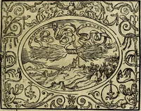 An illustration from La sententiose imprese, et dialogo del Symeone. Con la verificatione del sito di Gergobia, la geografia d'Ouernia, la figura & tempio d'Apolline in Velay; & il suo hieroglyfico monumento, natiuità, vita & epitaffio (1560)
