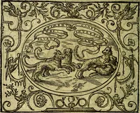 Picture 105 of 174 from La sententiose imprese, et dialogo del Symeone. Con la verificatione del sito di Gergobia, la geografia d'Ouernia, la figura & tempio d'Apolline in Velay; & il suo hieroglyfico monumento, natiuità, vita & epitaffio (1560), leaf 119