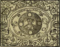An illustration from La sententiose imprese, et dialogo del Symeone. Con la verificatione del sito di Gergobia, la geografia d'Ouernia, la figura & tempio d'Apolline in Velay; & il suo hieroglyfico monumento, natiuità, vita & epitaffio (1560)