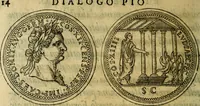 An illustration from La sententiose imprese, et dialogo del Symeone. Con la verificatione del sito di Gergobia, la geografia d'Ouernia, la figura & tempio d'Apolline in Velay; & il suo hieroglyfico monumento, natiuità, vita & epitaffio (1560)