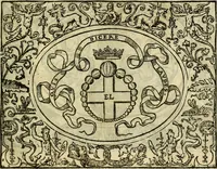 An illustration from La sententiose imprese, et dialogo del Symeone. Con la verificatione del sito di Gergobia, la geografia d'Ouernia, la figura & tempio d'Apolline in Velay; & il suo hieroglyfico monumento, natiuità, vita & epitaffio (1560)
