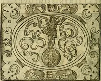 An illustration from La sententiose imprese, et dialogo del Symeone. Con la verificatione del sito di Gergobia, la geografia d'Ouernia, la figura & tempio d'Apolline in Velay; & il suo hieroglyfico monumento, natiuità, vita & epitaffio (1560)