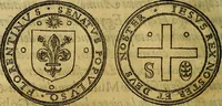 An illustration from La sententiose imprese, et dialogo del Symeone. Con la verificatione del sito di Gergobia, la geografia d'Ouernia, la figura & tempio d'Apolline in Velay; & il suo hieroglyfico monumento, natiuità, vita & epitaffio (1560)