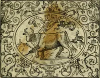 An illustration from La sententiose imprese, et dialogo del Symeone. Con la verificatione del sito di Gergobia, la geografia d'Ouernia, la figura & tempio d'Apolline in Velay; & il suo hieroglyfico monumento, natiuità, vita & epitaffio (1560)