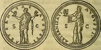 Picture 141 of 174 from La sententiose imprese, et dialogo del Symeone. Con la verificatione del sito di Gergobia, la geografia d'Ouernia, la figura & tempio d'Apolline in Velay; & il suo hieroglyfico monumento, natiuità, vita & epitaffio (1560), leaf 227