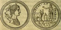 Picture 142 of 174 from La sententiose imprese, et dialogo del Symeone. Con la verificatione del sito di Gergobia, la geografia d'Ouernia, la figura & tempio d'Apolline in Velay; & il suo hieroglyfico monumento, natiuità, vita & epitaffio (1560), leaf 233