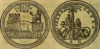 Picture 147 of 174 from La sententiose imprese, et dialogo del Symeone. Con la verificatione del sito di Gergobia, la geografia d'Ouernia, la figura & tempio d'Apolline in Velay; & il suo hieroglyfico monumento, natiuità, vita & epitaffio (1560), leaf 237