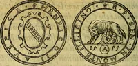 Picture 155 of 174 from La sententiose imprese, et dialogo del Symeone. Con la verificatione del sito di Gergobia, la geografia d'Ouernia, la figura & tempio d'Apolline in Velay; & il suo hieroglyfico monumento, natiuità, vita & epitaffio (1560), leaf 249