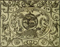 An illustration from La sententiose imprese, et dialogo del Symeone. Con la verificatione del sito di Gergobia, la geografia d'Ouernia, la figura & tempio d'Apolline in Velay; & il suo hieroglyfico monumento, natiuità, vita & epitaffio (1560)