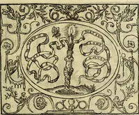 An illustration from La sententiose imprese, et dialogo del Symeone. Con la verificatione del sito di Gergobia, la geografia d'Ouernia, la figura & tempio d'Apolline in Velay; & il suo hieroglyfico monumento, natiuità, vita & epitaffio (1560)