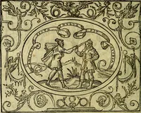 Picture 21 of 174 from La sententiose imprese, et dialogo del Symeone. Con la verificatione del sito di Gergobia, la geografia d'Ouernia, la figura & tempio d'Apolline in Velay; & il suo hieroglyfico monumento, natiuità, vita & epitaffio (1560), leaf 35