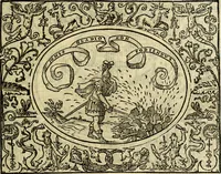 An illustration from La sententiose imprese, et dialogo del Symeone. Con la verificatione del sito di Gergobia, la geografia d'Ouernia, la figura & tempio d'Apolline in Velay; & il suo hieroglyfico monumento, natiuità, vita & epitaffio (1560)