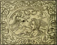An illustration from La sententiose imprese, et dialogo del Symeone. Con la verificatione del sito di Gergobia, la geografia d'Ouernia, la figura & tempio d'Apolline in Velay; & il suo hieroglyfico monumento, natiuità, vita & epitaffio (1560)