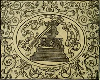 An illustration from La sententiose imprese, et dialogo del Symeone. Con la verificatione del sito di Gergobia, la geografia d'Ouernia, la figura & tempio d'Apolline in Velay; & il suo hieroglyfico monumento, natiuità, vita & epitaffio (1560)