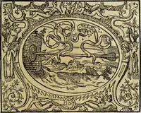 An illustration from La sententiose imprese, et dialogo del Symeone. Con la verificatione del sito di Gergobia, la geografia d'Ouernia, la figura & tempio d'Apolline in Velay; & il suo hieroglyfico monumento, natiuità, vita & epitaffio (1560)