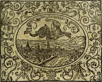 An illustration from La sententiose imprese, et dialogo del Symeone. Con la verificatione del sito di Gergobia, la geografia d'Ouernia, la figura & tempio d'Apolline in Velay; & il suo hieroglyfico monumento, natiuità, vita & epitaffio (1560)