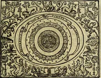 An illustration from La sententiose imprese, et dialogo del Symeone. Con la verificatione del sito di Gergobia, la geografia d'Ouernia, la figura & tempio d'Apolline in Velay; & il suo hieroglyfico monumento, natiuità, vita & epitaffio (1560)