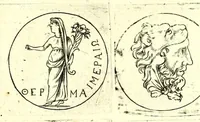 An illustration from La Sicilia di Filippo Paruta descritta con medaglie, e ristampata con aggiunta da Leonardo Agostini : hora in miglior ordine disposta da Marco Maier : arrichita d'una descrittione compendiosa di quella famosa isola, & illustrata d'una succinta dichiaratione non più stampata intorno alle sue medaglie : con l'aggiunta della cronologia accomodata alla sudetta historia (1697)