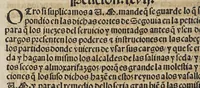 An illustration from Las pregmaticas y capitulos que Su Magestad del emperador y rey nuestro señor hizo en las cortes que se touieron con el serenissimo principe don Phelippe nuestro señor, en su nombre. : En Ualladolid. Año de mill y quinientos quarenta y ocho. Uan añadidas las pregmaticas de los arrendadores del pan, y la pena de los reuendedores, que es la mesma que han de auer los arrendadores que vendieren pan alguno de lo que ouieren de rentas. (1549)