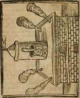 An illustration from The last vvill and testament of Basil Valentine, monke of the order of St. Bennet : which, being alone, he hid under a table of marble, behind the high-altar of the cathedral church, in the imperial city of Erford : leaving it there to be found by him, whom Gods providence should make worthy of it : to which is added two treatises, the first declaring his manual operations, the second shewing things natural and supernatural (1671)
