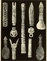 An illustration from La toilette chez les Romaines au temps des empereurs; étude des principaux objets de toilette en os trouvés dans les fouilles de la nécropole de Trion & du coteau de Fourvière (1888)