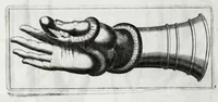 An illustration from Laurentii Pignorii Patavini Mensa Isiaca : qua sacrorum apud Aegyptios ratio & simulacra subjectis tabulis aeneis simul exhibentur & explicantur : accessit ejusdem authoris de Magna Deum Matre discursus, & sigillorum, gemmarum, amuletorum aliquot figurae & earundem ex Kirchero Chifletioque interpretatio : nec non Jacobi Philippi Tomasini Manus aenea, & de vita rebusque Pignorii dissertatio. (1669)