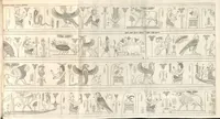 An illustration from Laurentii Pignorii Patavini Mensa Isiaca : qua sacrorum apud Aegyptios ratio & simulacra subjectis tabulis aeneis simul exhibentur & explicantur : accessit ejusdem authoris de Magna Deum Matre discursus, & sigillorum, gemmarum, amuletorum aliquot figurae & earundem ex Kirchero Chifletioque interpretatio : nec non Jacobi Philippi Tomasini Manus aenea, & de vita rebusque Pignorii dissertatio. (1669)