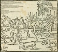 An illustration from La venerie de Jacques du Fouilloux, gentil-homme, seigneur dudit lieu, pays de Gastine, en Poitou; ... avec plusieurs receptes et remedes pour guerir les chiens de diverses maladies; plus, l'Adolescence de l'autheur (1562)