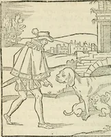 An illustration from La venerie de Jacques du Fouilloux, gentil-homme, seigneur dudit lieu, pays de Gastine, en Poitou; ... avec plusieurs receptes et remedes pour guerir les chiens de diverses maladies; plus, l'Adolescence de l'autheur (1562)