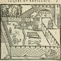 An illustration from La venerie de Jacques du Fouilloux, gentil-homme, seigneur dudit lieu, pays de Gastine, en Poitou; ... avec plusieurs receptes et remedes pour guerir les chiens de diverses maladies; plus, l'Adolescence de l'autheur (1562)