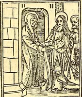An illustration from La vida y excelencias & miraglos dla sacratissima virgen Maria nuestra señora (1525)