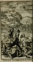 An illustration from La vie de Mahomet : où l'on découvre amplement la verité e l'imposture (1698)