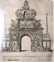 An illustration from La voye de laict, ou, Le chemin des heros au palais de la gloire : ouuert a l'entrée triomphante de Louys XIII, roy de France & de Nauarre en la cité d' Auignon le 16 de Nouembre 1622 .. (1623)
