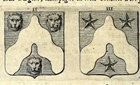 Picture 27 of 105 from La vraye et parfaite science des armoiries, ou, L'Indice armorial de feu maistre Louuan Geliot ... : apprenant et expliquant sommairement les mots & figures dont on se sert au blason des armoiries, & l'origine d'icelles : augmenté de nombre de termes & enrichy de grande multitude d'exemples des armes des familles tant françoise qu'estrangeres, des institutions, des ordres & de leurs colliers, des marques des dignités & charges, des ornemens des escus, de l'office des roys, des herauds, & des poursuiuans d'armes, & autres curiosités despendantes des armoiries ... (1664), leaf 208
