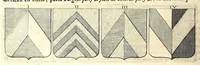 Picture 28 of 105 from La vraye et parfaite science des armoiries, ou, L'Indice armorial de feu maistre Louuan Geliot ... : apprenant et expliquant sommairement les mots & figures dont on se sert au blason des armoiries, & l'origine d'icelles : augmenté de nombre de termes & enrichy de grande multitude d'exemples des armes des familles tant françoise qu'estrangeres, des institutions, des ordres & de leurs colliers, des marques des dignités & charges, des ornemens des escus, de l'office des roys, des herauds, & des poursuiuans d'armes, & autres curiosités despendantes des armoiries ... (1664), leaf 208