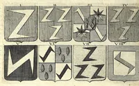 Picture 36 of 105 from La vraye et parfaite science des armoiries, ou, L'Indice armorial de feu maistre Louuan Geliot ... : apprenant et expliquant sommairement les mots & figures dont on se sert au blason des armoiries, & l'origine d'icelles : augmenté de nombre de termes & enrichy de grande multitude d'exemples des armes des familles tant françoise qu'estrangeres, des institutions, des ordres & de leurs colliers, des marques des dignités & charges, des ornemens des escus, de l'office des roys, des herauds, & des poursuiuans d'armes, & autres curiosités despendantes des armoiries ... (1664), leaf 262