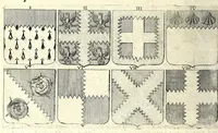 Picture 42 of 105 from La vraye et parfaite science des armoiries, ou, L'Indice armorial de feu maistre Louuan Geliot ... : apprenant et expliquant sommairement les mots & figures dont on se sert au blason des armoiries, & l'origine d'icelles : augmenté de nombre de termes & enrichy de grande multitude d'exemples des armes des familles tant françoise qu'estrangeres, des institutions, des ordres & de leurs colliers, des marques des dignités & charges, des ornemens des escus, de l'office des roys, des herauds, & des poursuiuans d'armes, & autres curiosités despendantes des armoiries ... (1664), leaf 296